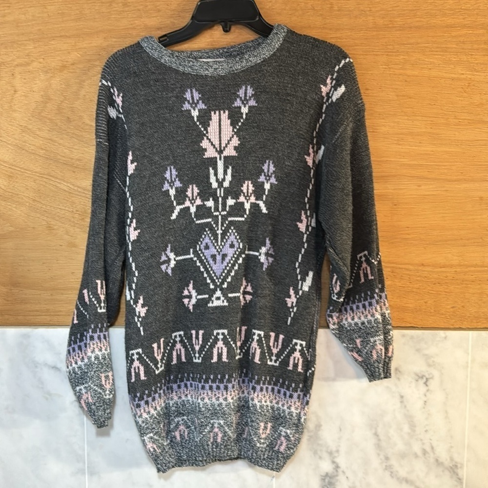 Vintage Justin Allen Geometric Pastel Sweater